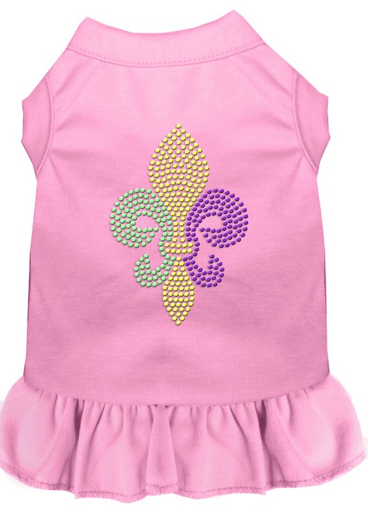 Mardi Gras Fleur De Lis Rhinestone Dress Light Pink Lg